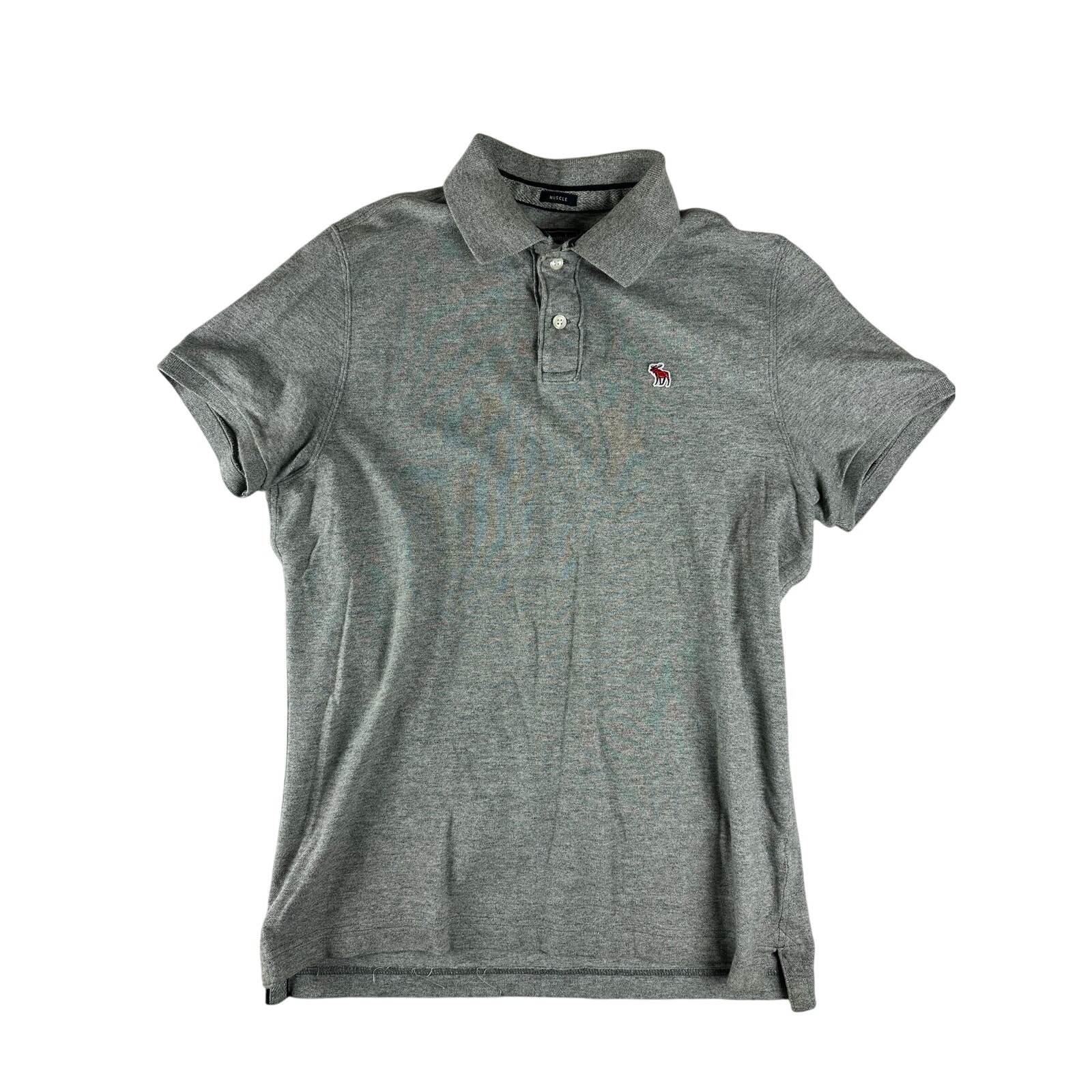Y2k Abercrombie & Fitch Men Xxl Polo Ss Shirt Muscle Fit Gray Moose